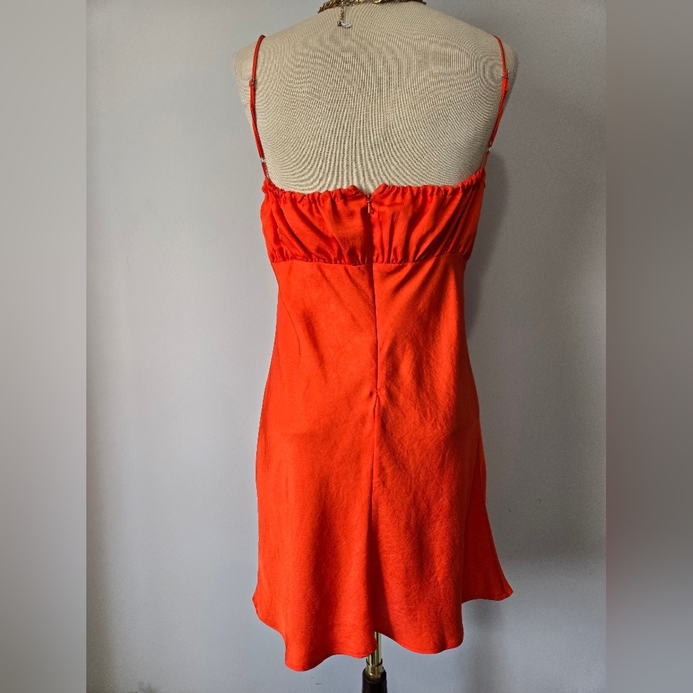 CIAO LUCIA Vibrant Orange Sleeveless Y2K Satin Sara Slip Dress. Size Medium - Picture 5 of 10